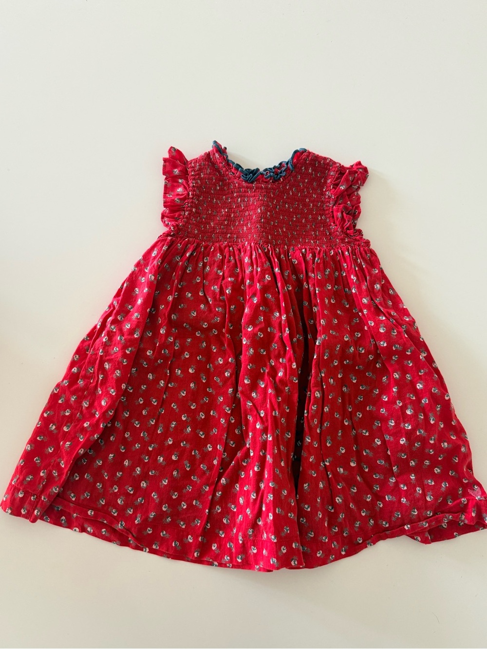 Pink Chicken Red Floral Smocked Dress